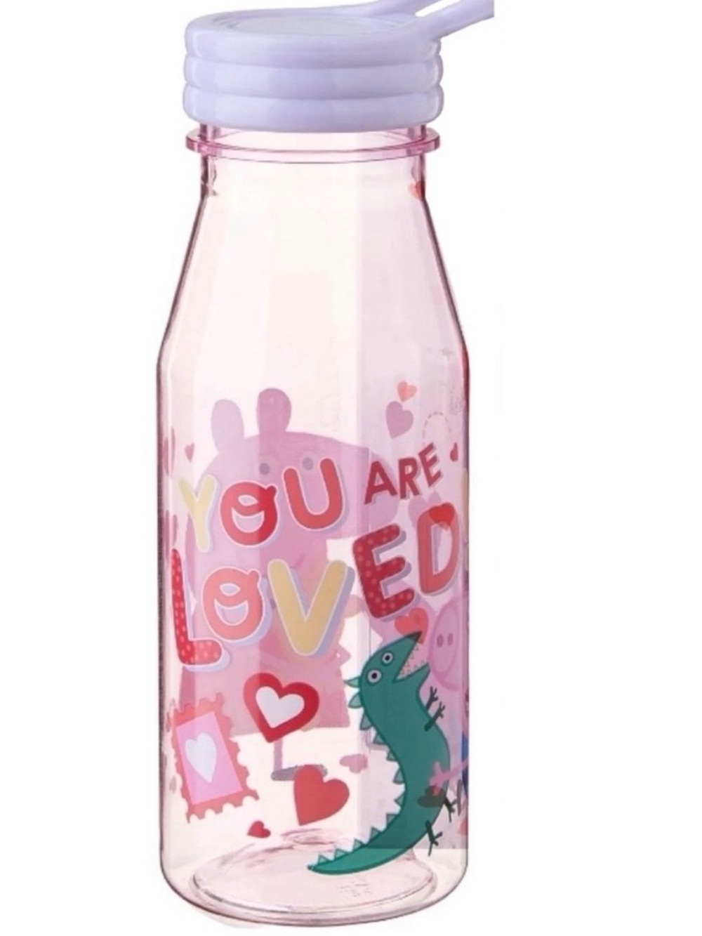 💞 New Peppa Pig 18oz Pink You Are Loved Water Bottle with Purple Lid